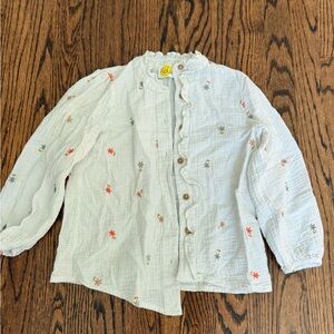 Mini Boden White Blouse with Floral Embroidery